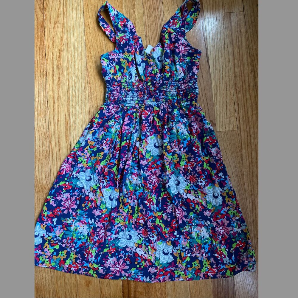 Buttons Floral Garden Dress Wide Straps